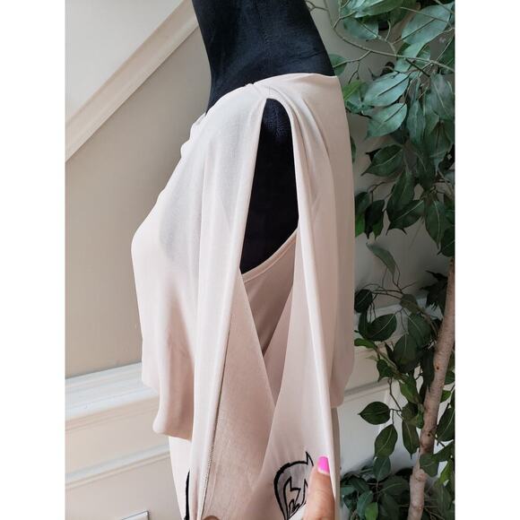 Fab’rik Sheath Dress Women Small Pink Polyester Cinch Waist Cold Shoulder Sleeve - Picture 15 of 15